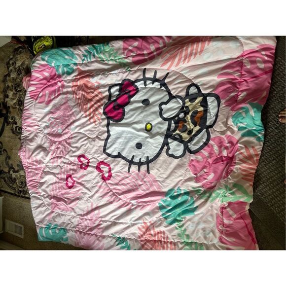 New Hello Kitty Kids Pink Floral Comforter Cover Twin Full - Picture 8 of 12